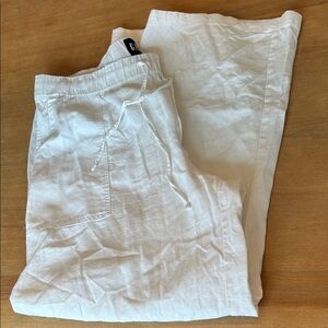 GAP White Drawstring Linen Pants